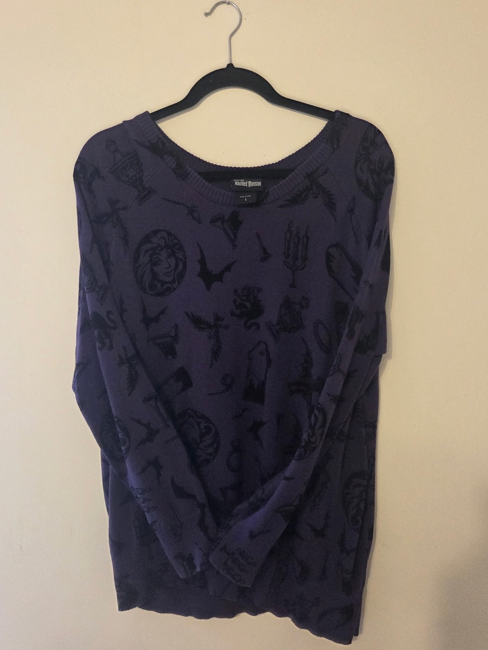 Haunted Mansion Purple Print Sweater